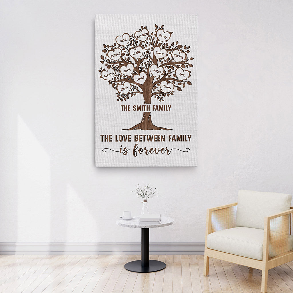 The Love Between Family Is Forever Canvas - Custom Family Name Gifts