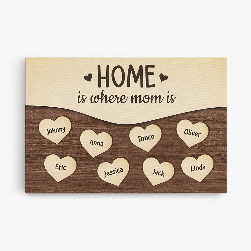 Home Is Where Mom/Grandpa/Grandma Is Canvas - Personalized Family Name Gifts