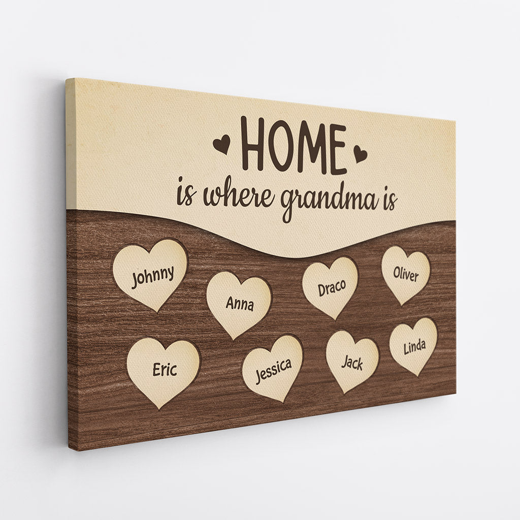 Home Is Where Mom/Grandpa/Grandma Is Canvas - Personalized Family Name Gifts