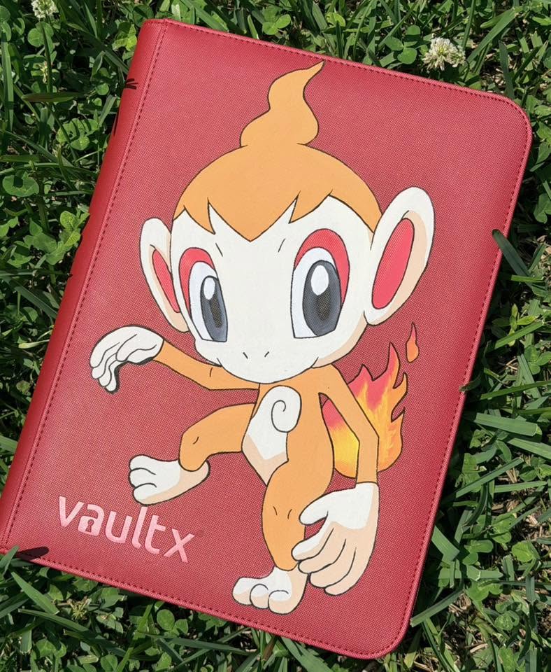 Flame Monkey Binder - hand-painted Ember Red card binder cover
