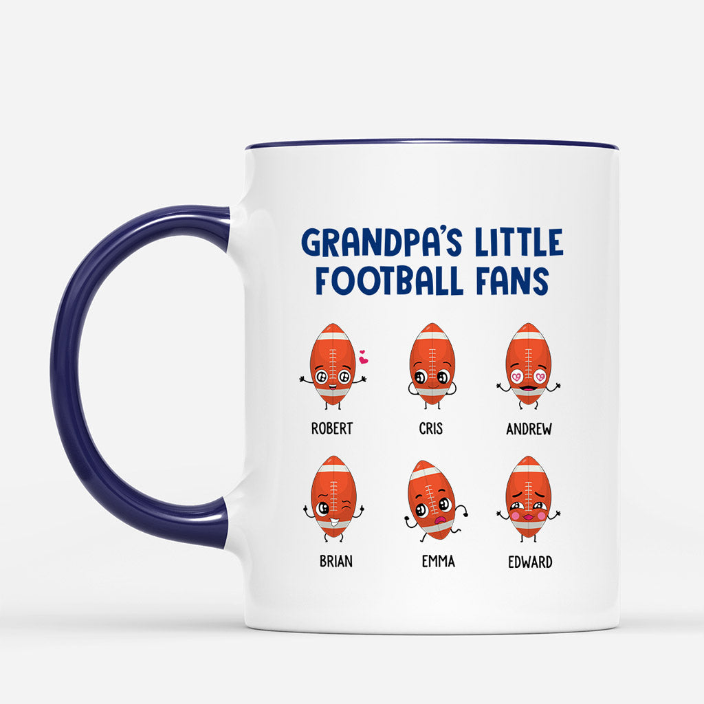 Personalized Daddy Grandpas Little Football Fans Mug