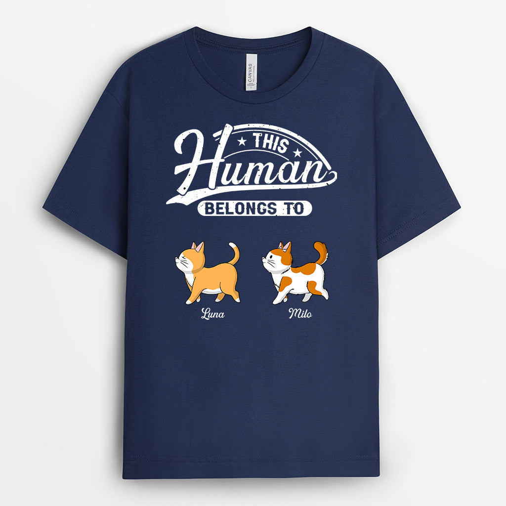 This Human Belongs To Cats - Custom Cat T Shirts For Humans