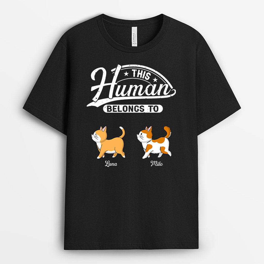 This Human Belongs To Cats - Custom Cat T Shirts For Humans