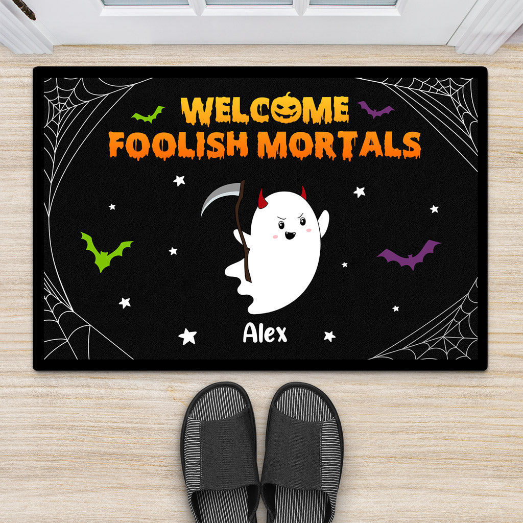 Personalized Welcome Foolish Mortals Doormat Gift