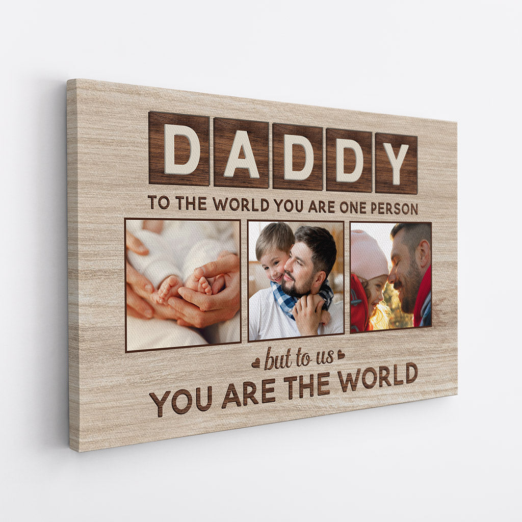Personalized Daddy Mommy You Are The World Canvas Dad Grandpa
