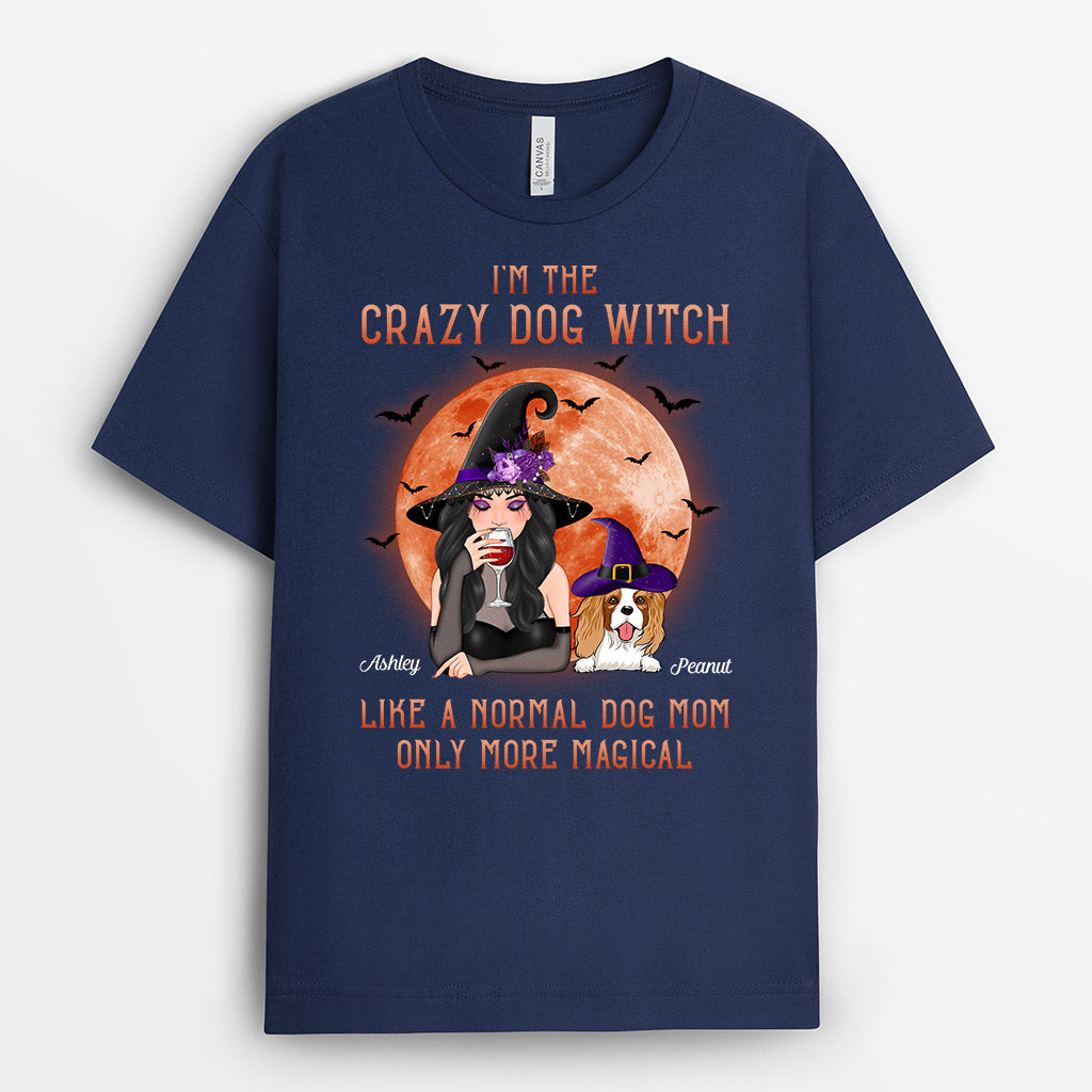 Crazy Dog Witch - Personalized Dog Tee Shirts for Humans
