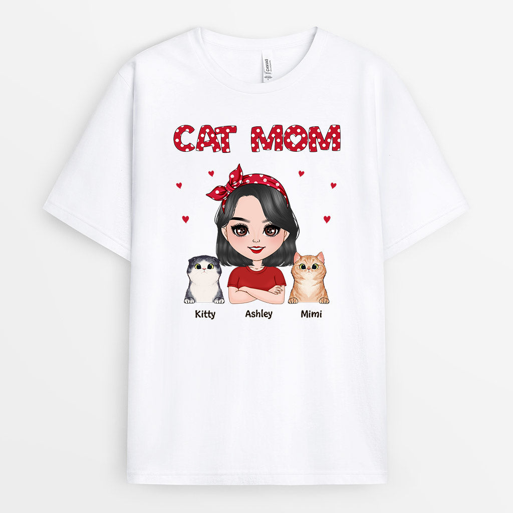 Dotted Cat Mom - Personalized Cat Shirts for Women