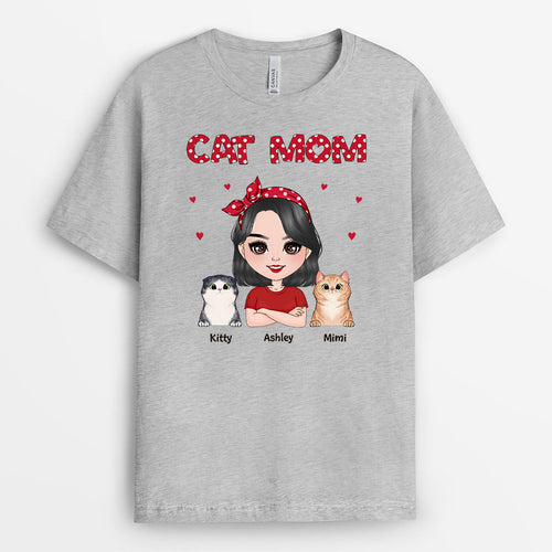 Dotted Cat Mom - Personalized Cat Shirts for Women