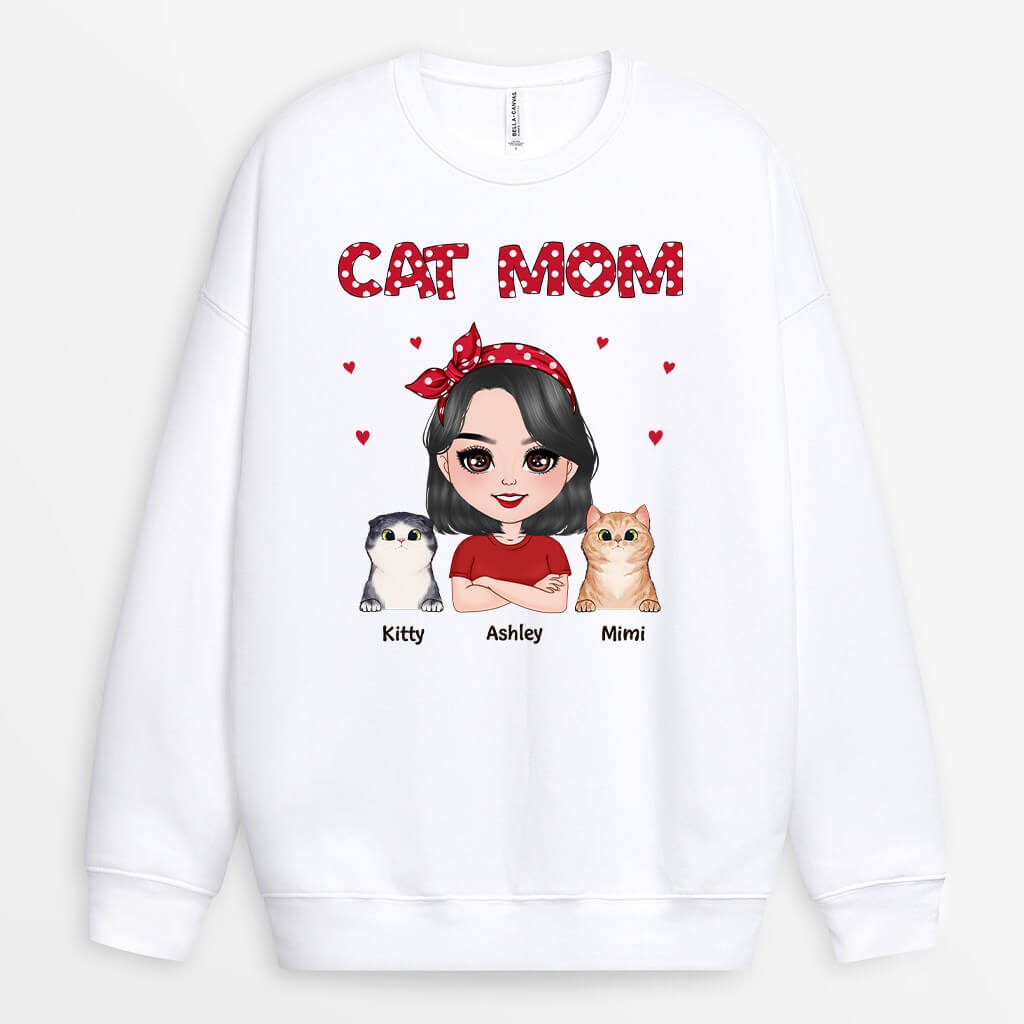 Personalized Beautiful And Sweet Cat Mom Sweatshirt
