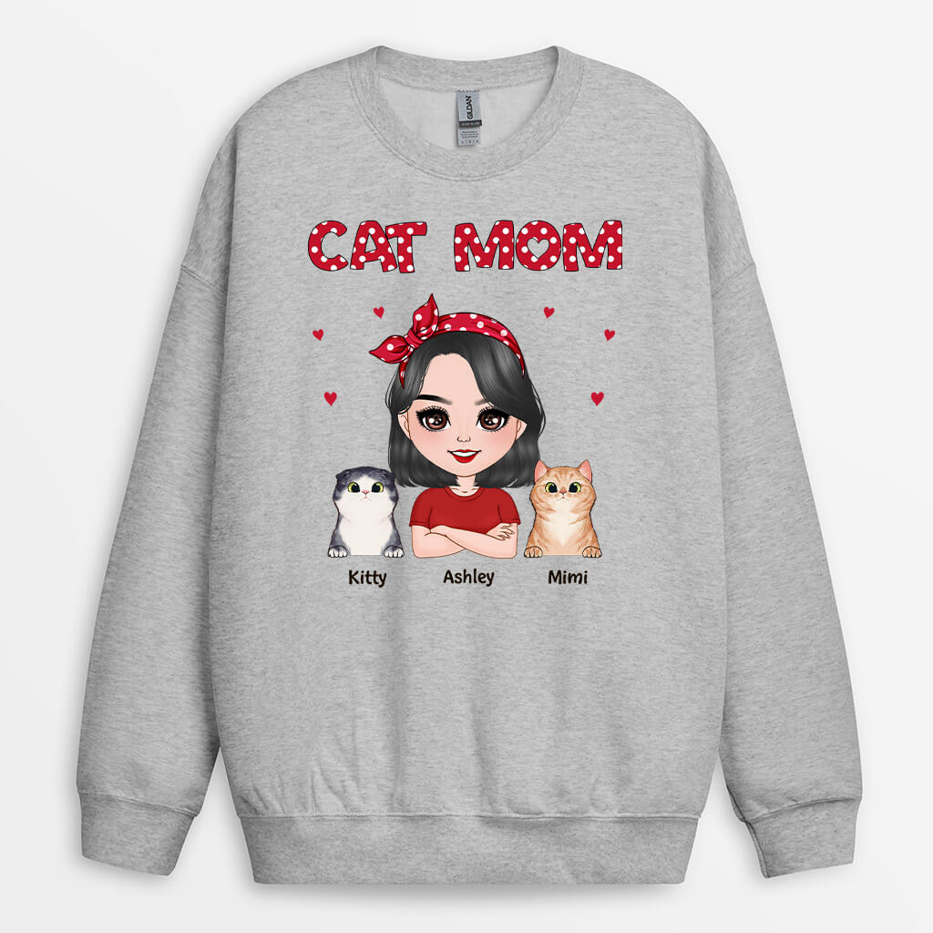 Personalized Beautiful And Sweet Cat Mom Sweatshirt