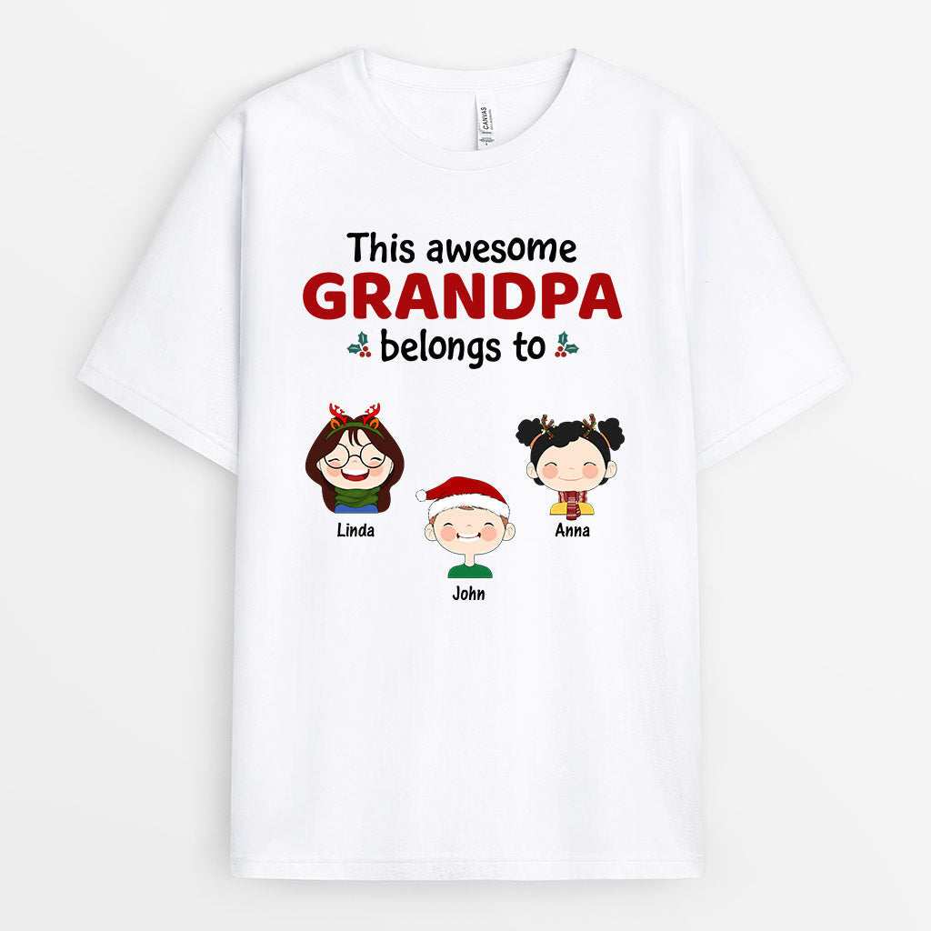 This Grandpa Belongs To T-Shirts | Custom Merry Christmas Shirts
