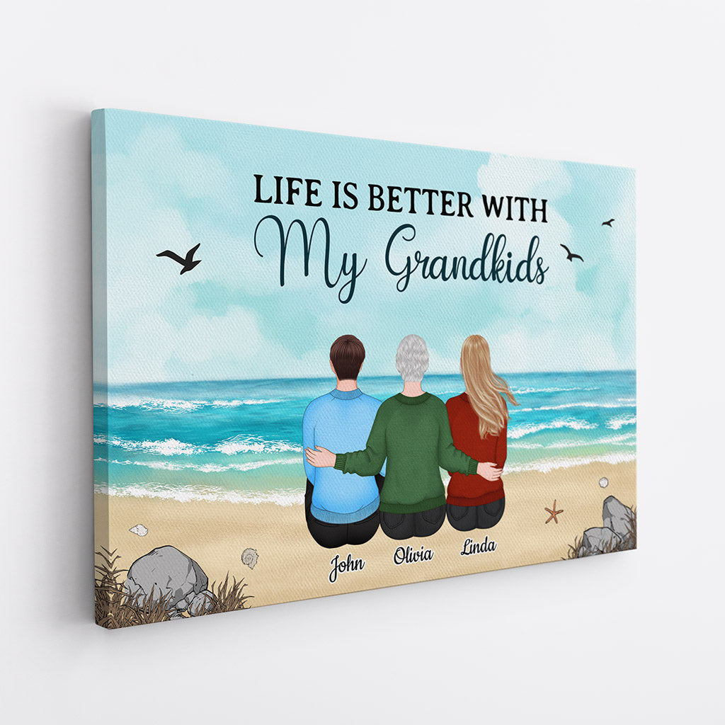 Personalized Life Is Better With Grandkids Canvas