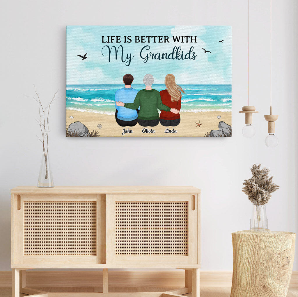 Personalized Life Is Better With Grandkids Canvas
