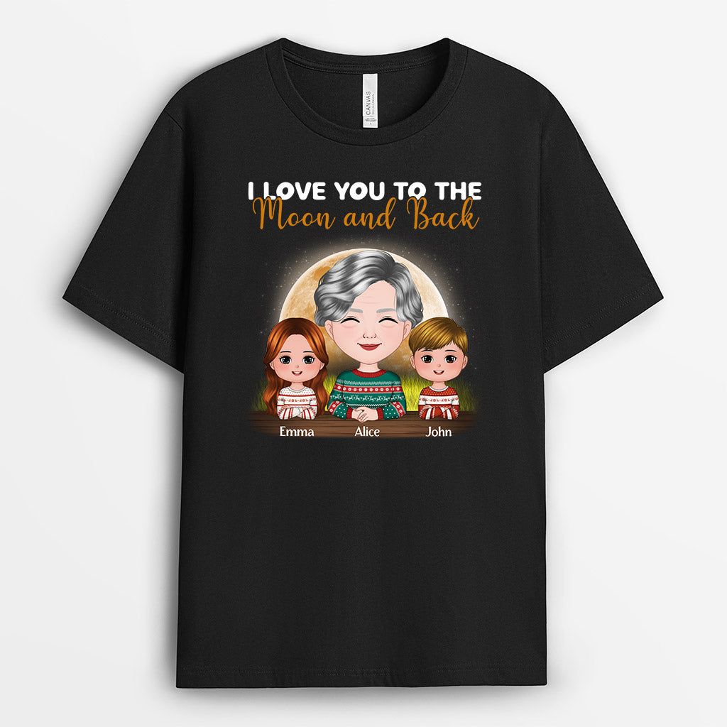 Love You To The Moon And Back T Shirts | Custom Christmas Shirt for Mom and Grandma