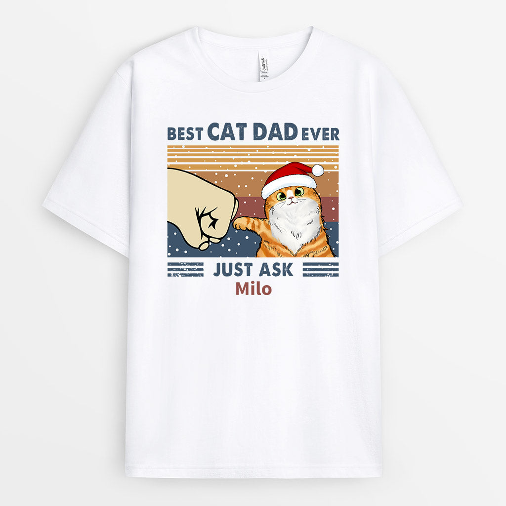 Best Cat Dad Ever T-Shirts | Customized Christmas Themed T Shirts for Cat Lovers