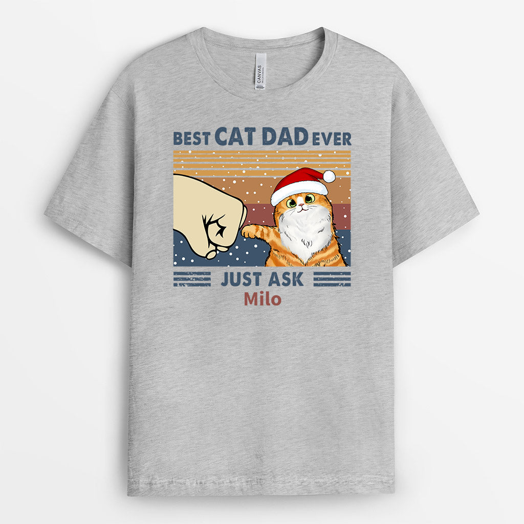 Best Cat Dad Ever T-Shirts | Customized Christmas Themed T Shirts for Cat Lovers