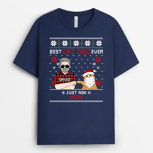 Best Cat Dad Ever T-Shirt | Personalized Christmas Tee Shirts for Cat Lovers