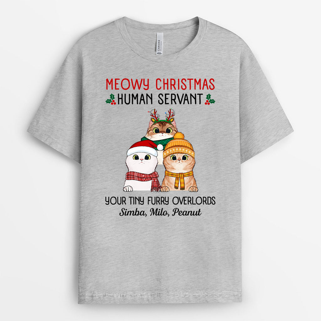 Meowy Human Servant T-Shirts | Custom Christmas Tee Shirts for Cat Lovers