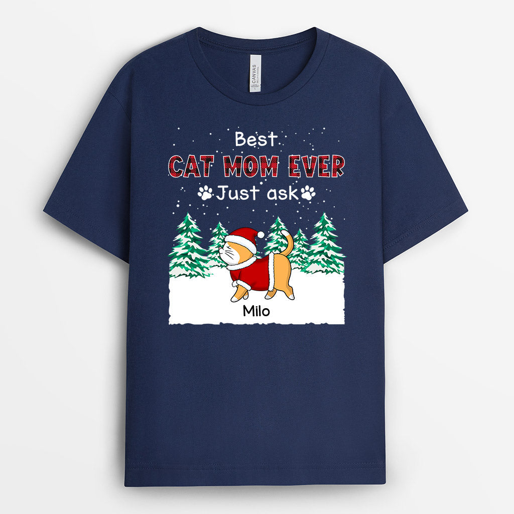 Best Cat Mom Ever T-Shirts | Custom Merry Christmas Shirts for Cat Lovers