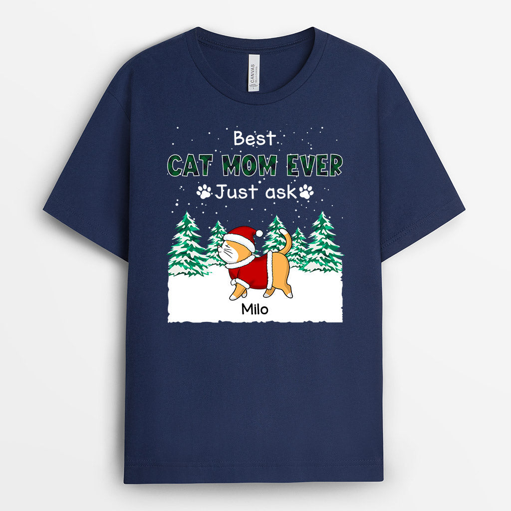 Best Cat Mom Ever T-Shirts | Custom Merry Christmas Shirts for Cat Lovers