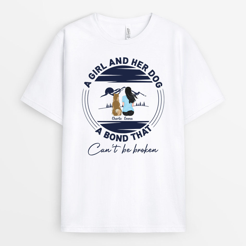 A Girl & Her Dog Unbroken Bond - Dog T-shirts Personalized for Dog Mom