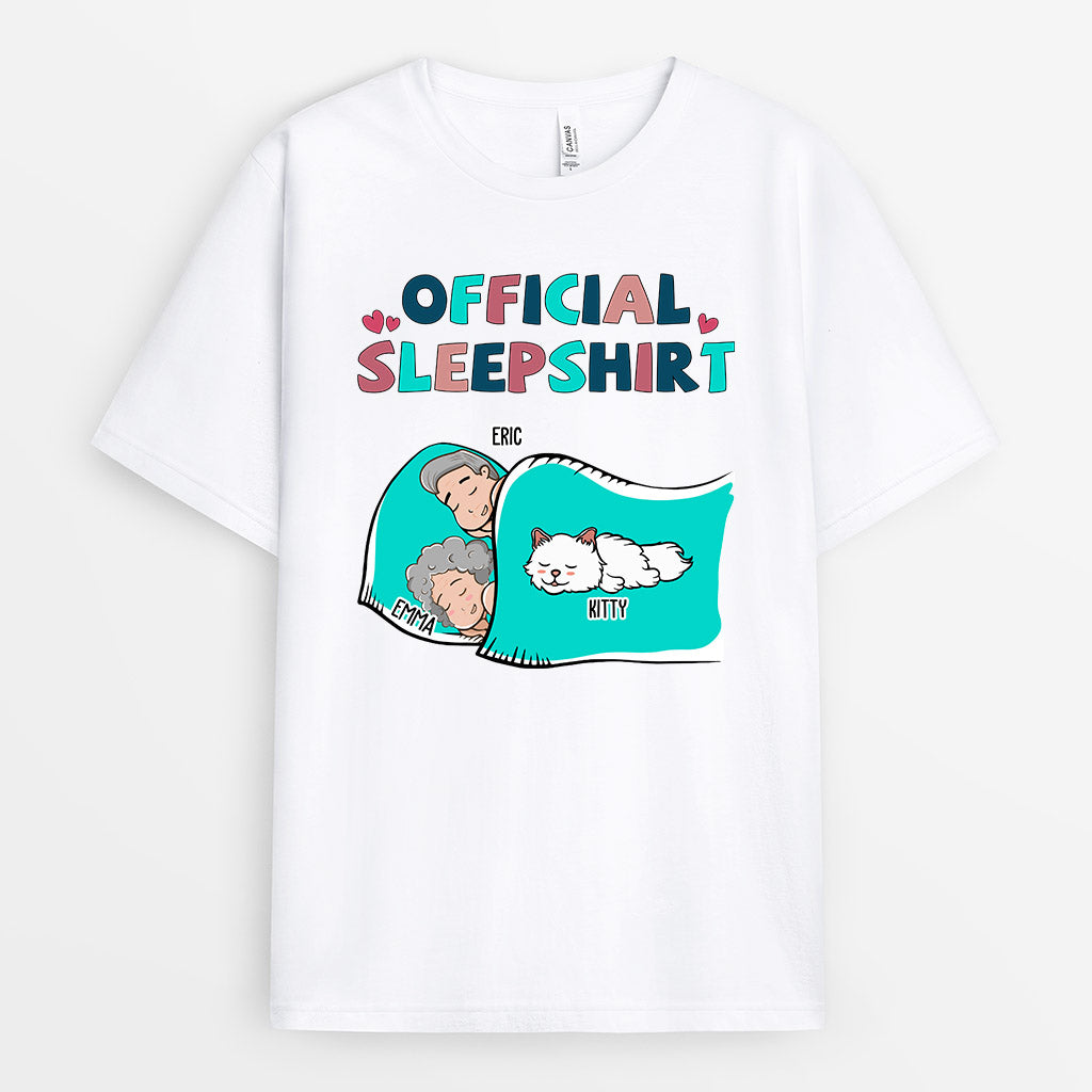 Couple Official Sleepshirt With Cat - Personalized Cats Shirts for People