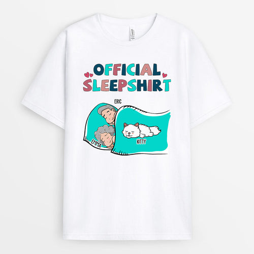 Couple Official Sleepshirt With Cat - Personalized Cats Shirts for People