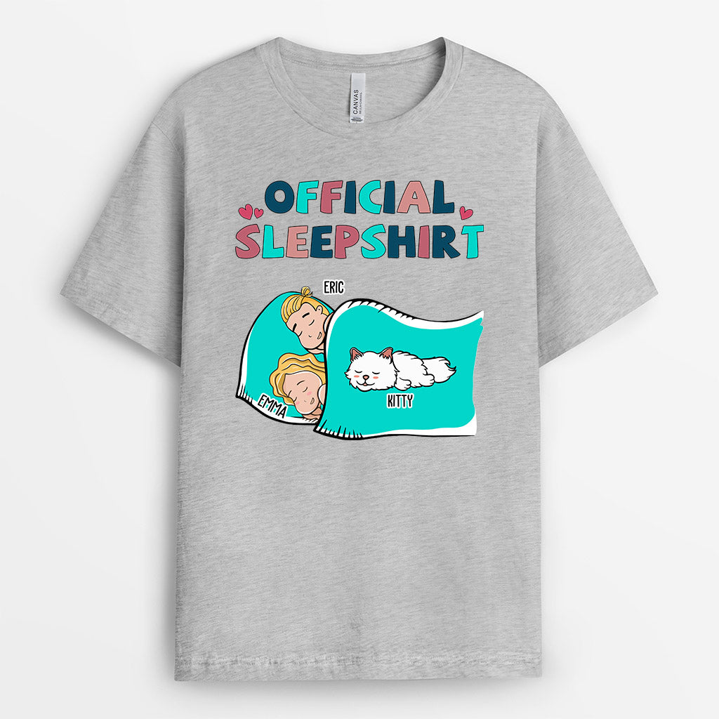 Couple Official Sleepshirt With Cat - Personalized Cats Shirts for People