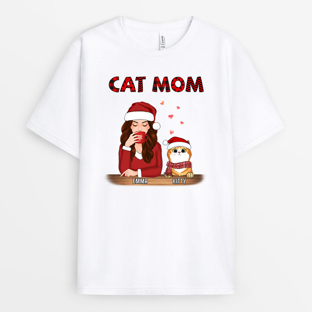 Cat Mom T-shirts | Customized Christmas Graphic Tee Shirts for Cat Lovers