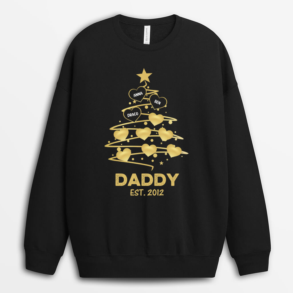 Personalized Christmas Family Tree For Daddy Mommy Sweatshirts