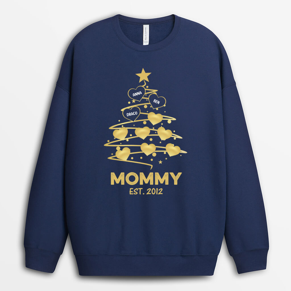 Personalized Christmas Family Tree For Daddy Mommy Sweatshirts