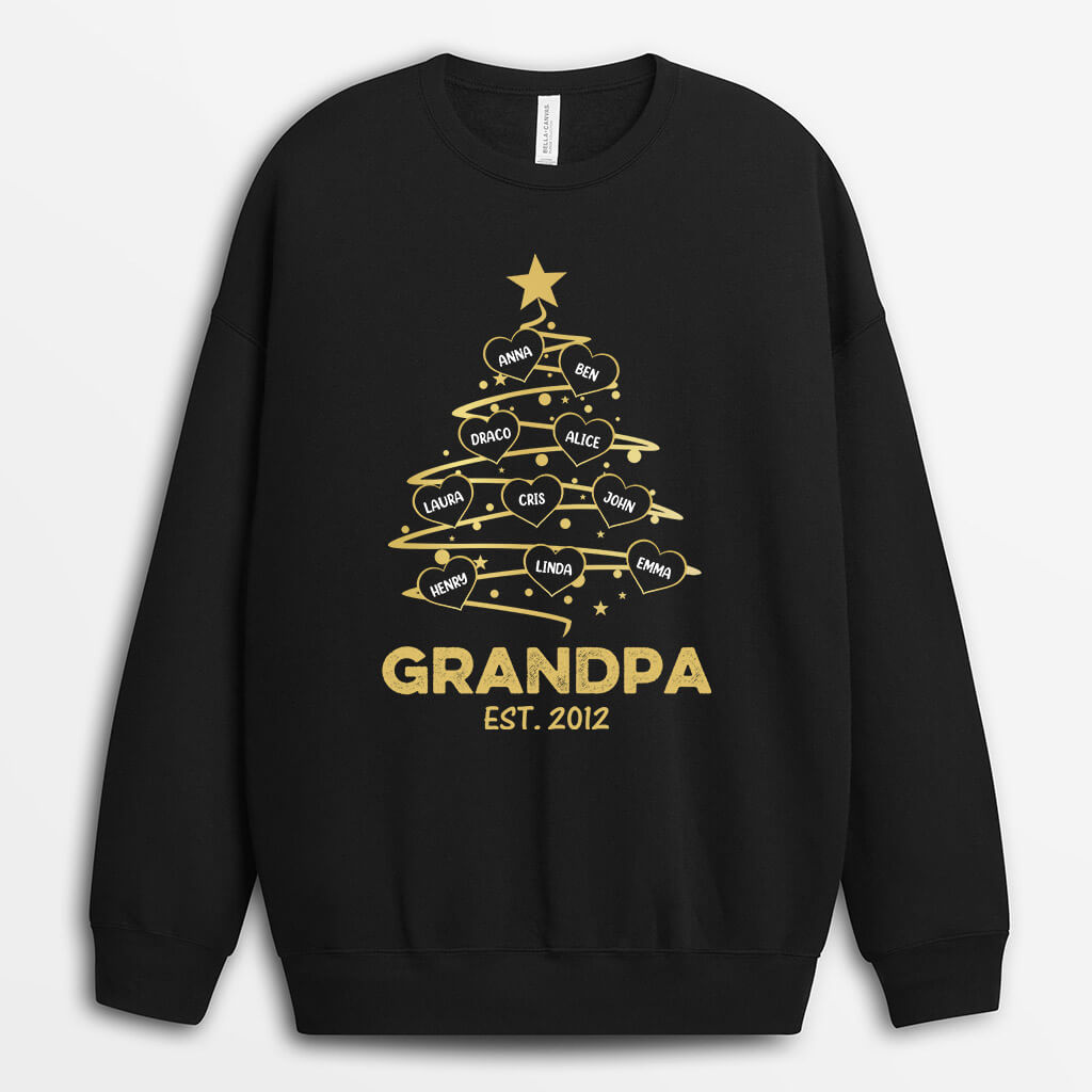 Family Christmas Tree Sweatshirt for Grandma/Grandpa/Mommy - Family Custom Gifts