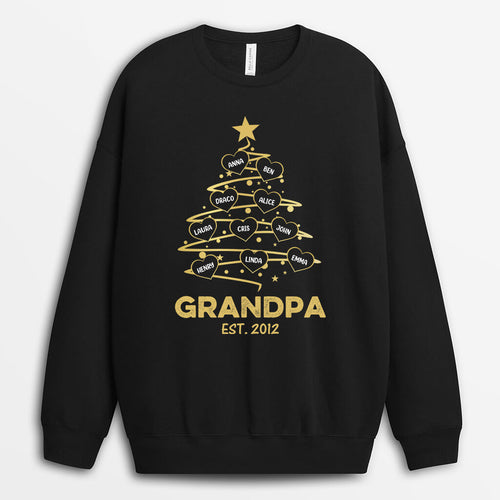 Family Christmas Tree Sweatshirt for Grandma/Grandpa/Mommy - Family Custom Gifts