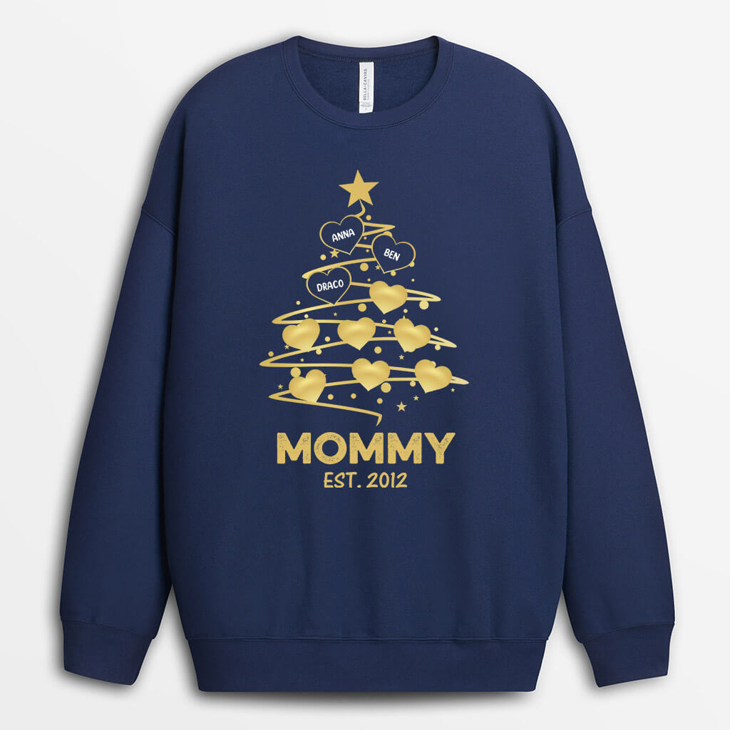 Family Christmas Tree Sweatshirt for Grandma/Grandpa/Mommy - Family Custom Gifts