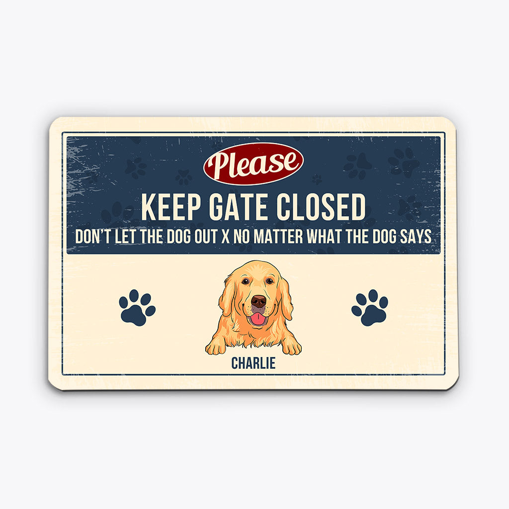 Please Keep Door Closed Metal Sign - Custom Dog Presents for Family