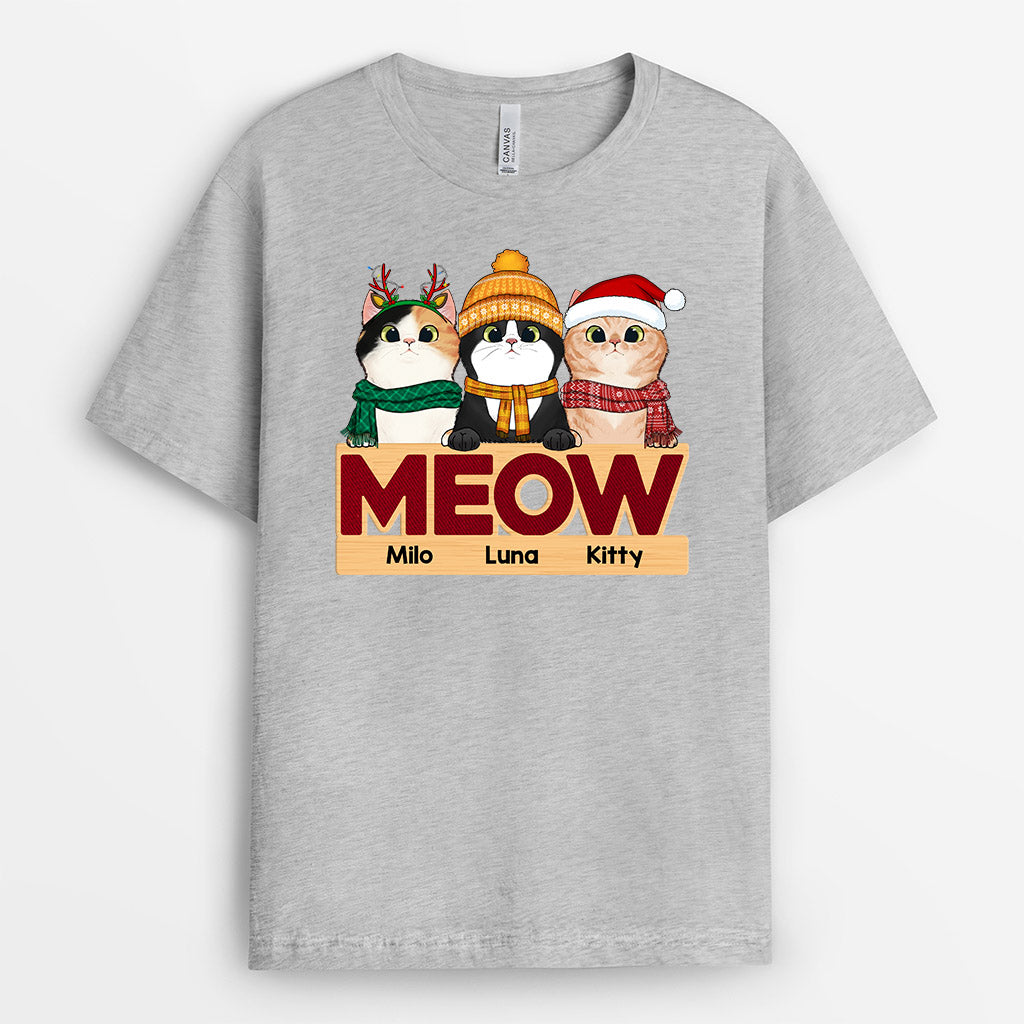 Meow Cat Lovers T-Shirts | Personalized Christmas T Shirts With Cats