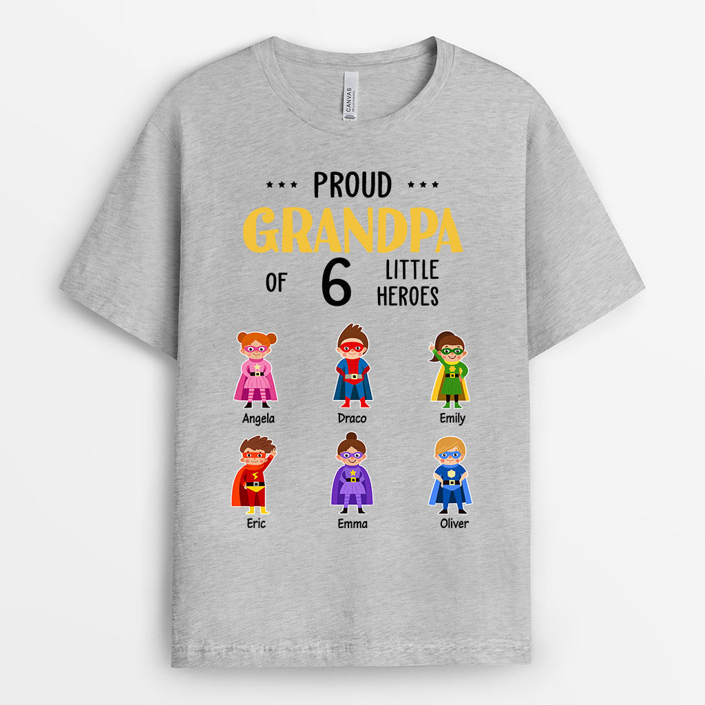 Personalized Proud Grandpa Of Little Heroes T Shirts