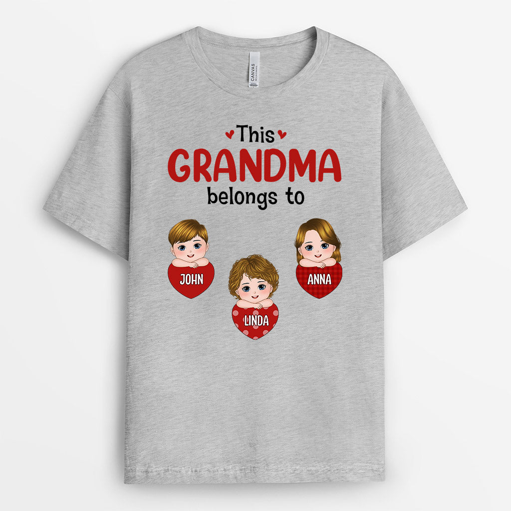 This Grandma Belongs To - Personalized T-Shirt for Grandma with Hearts