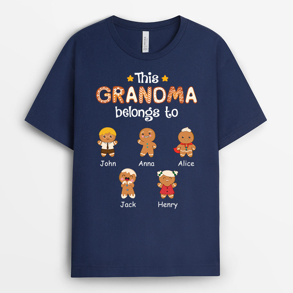 This Grandma Belongs To Personalized T-Shirt - Gingerbread Version For Christmas