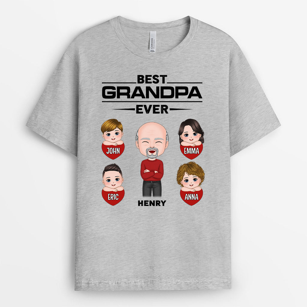 Best Grandpa Dad Ever - Personalized Family T-Shirt