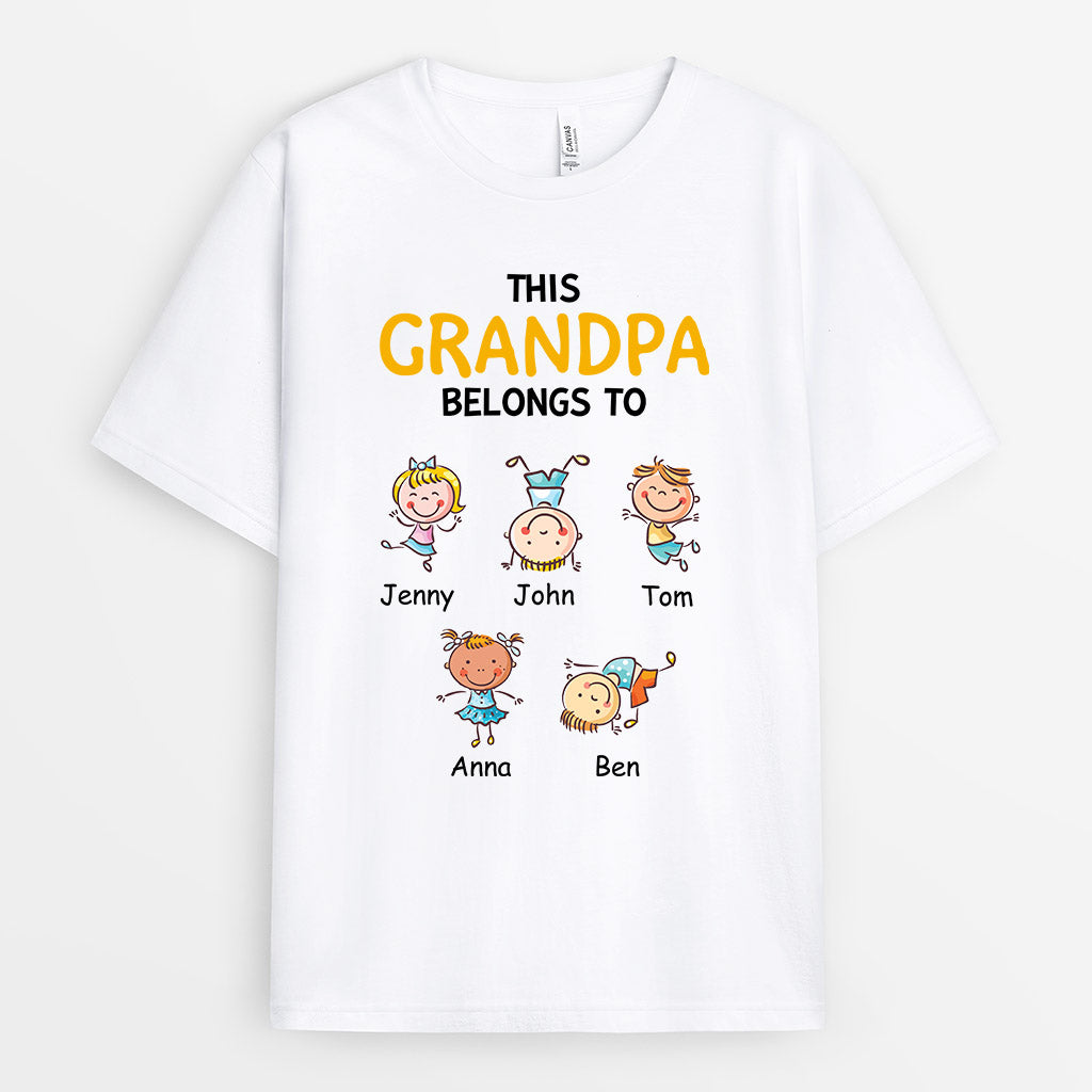 This Grandpa Belongs To - Personalized T-Shirt with Kids for Grandpa