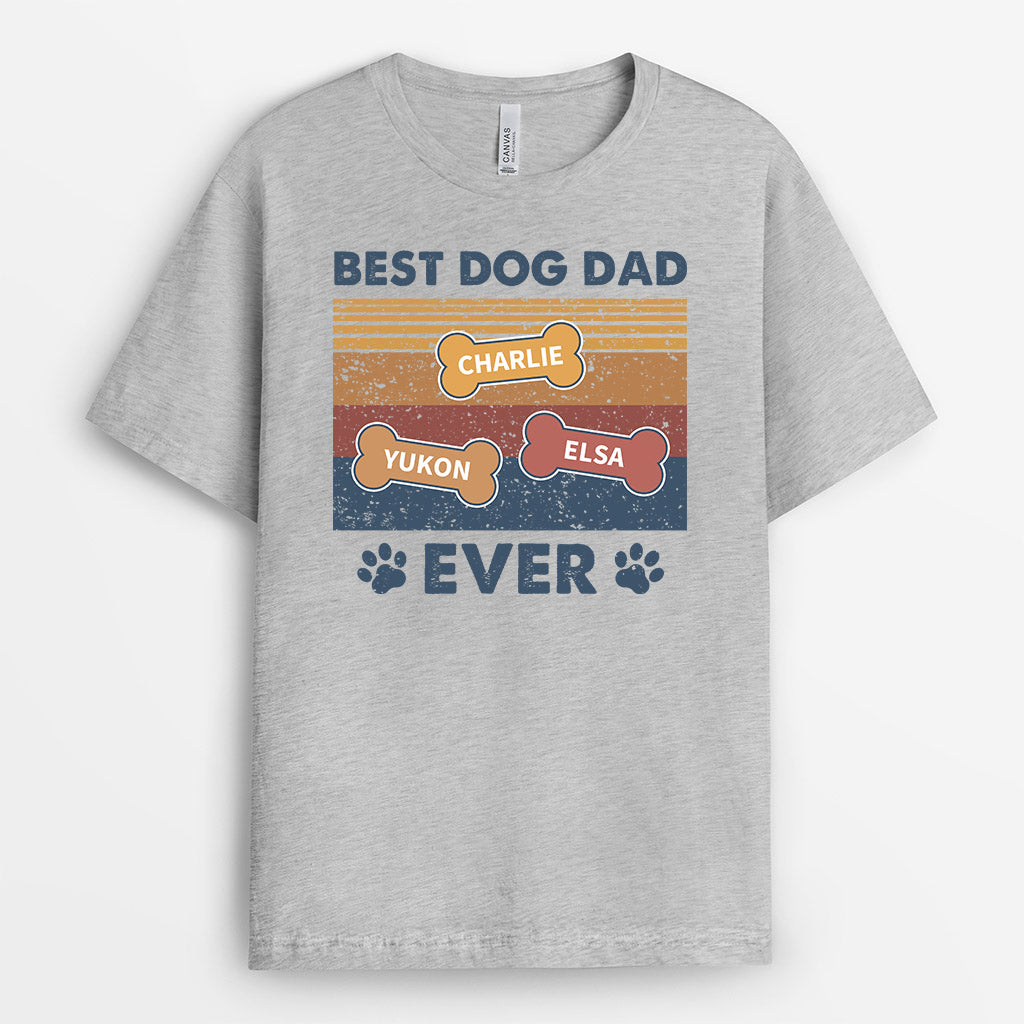 Best Dog Dad Ever With Bones - Personalized Dog T Shirts for People