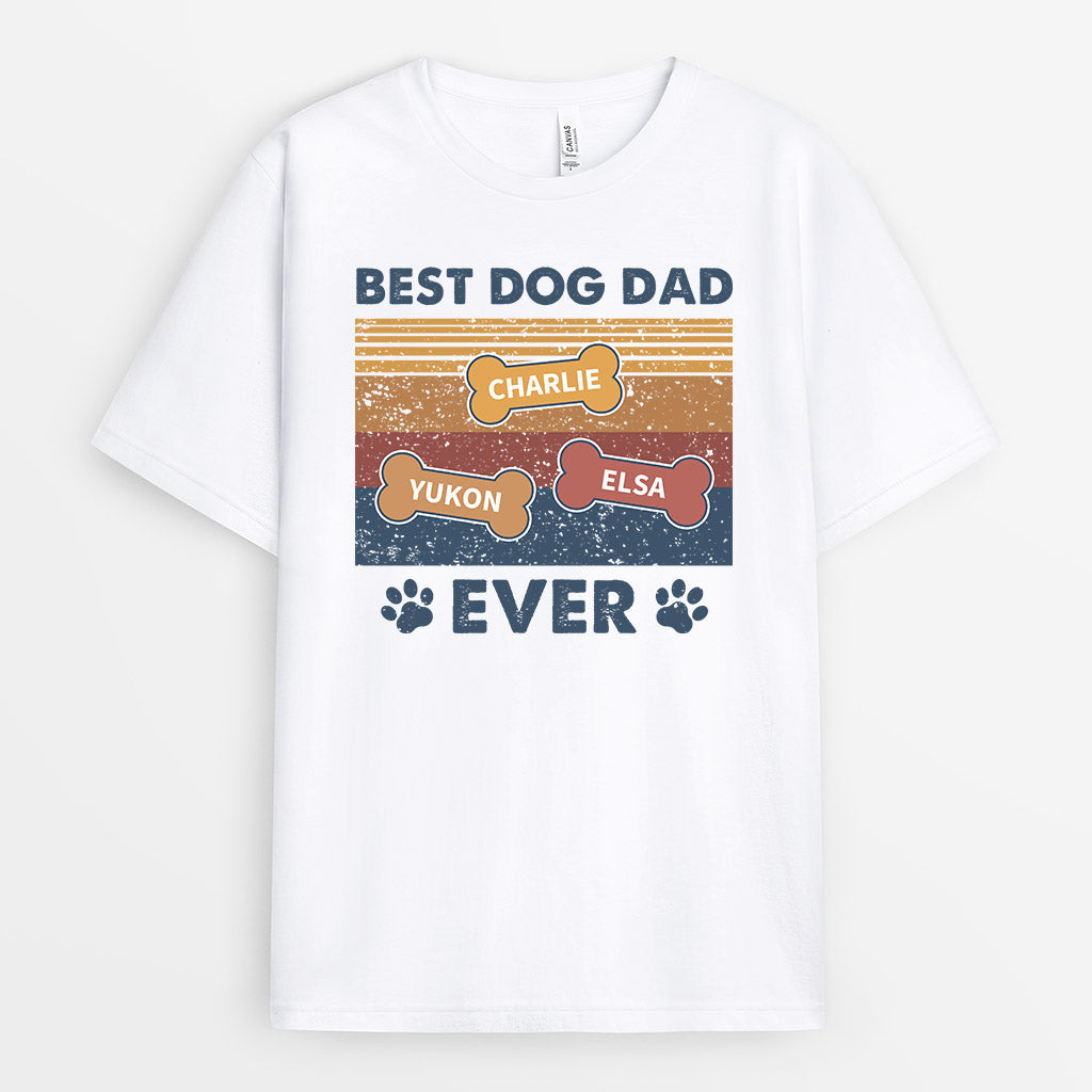Best Dog Dad Ever With Bones - Personalized Dog T Shirts for People