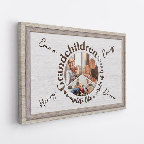 Grandchildren Complete Life's Circle Of Love Canvas - Personalized Family Gifts