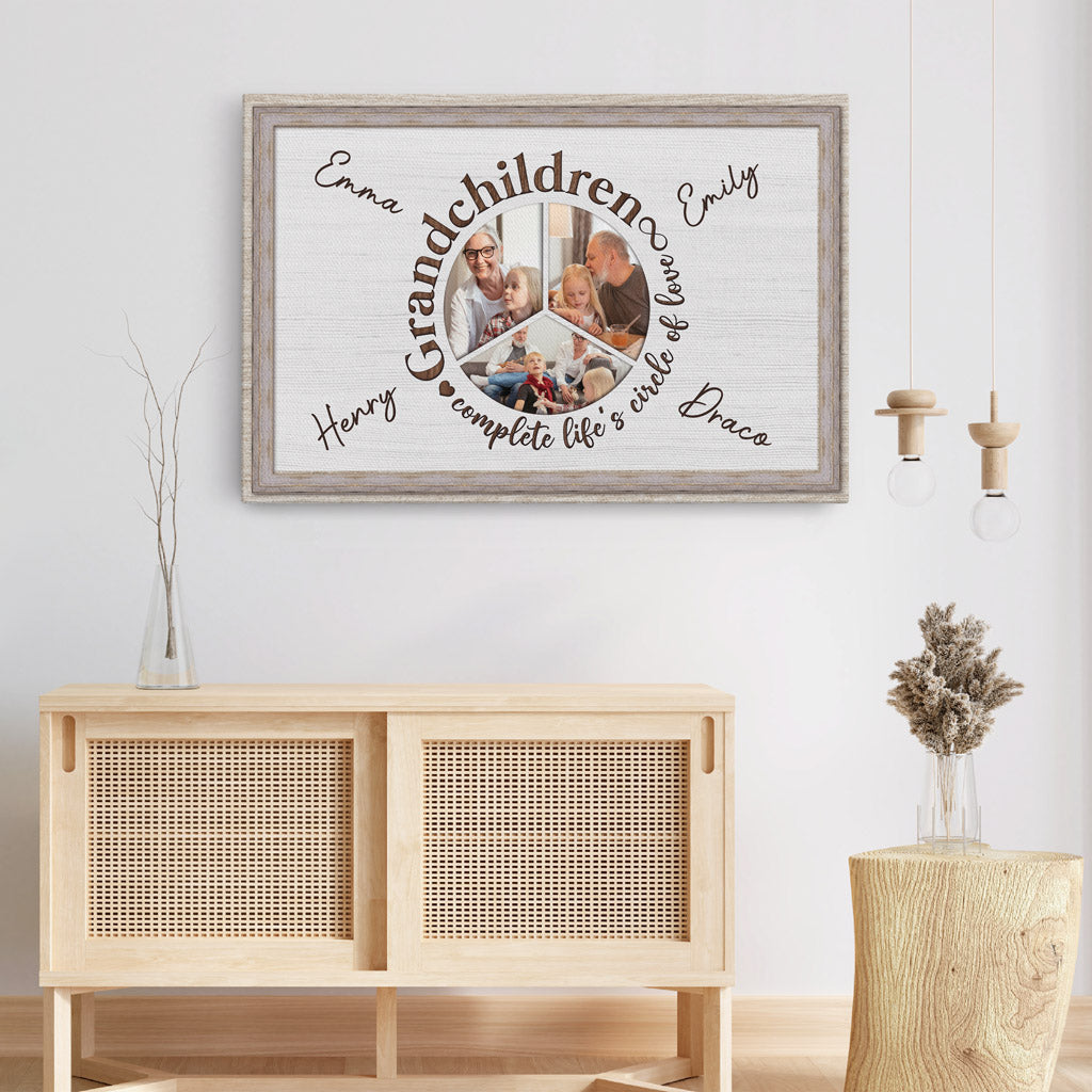 Grandchildren Complete Life's Circle Of Love Canvas - Personalized Family Gifts