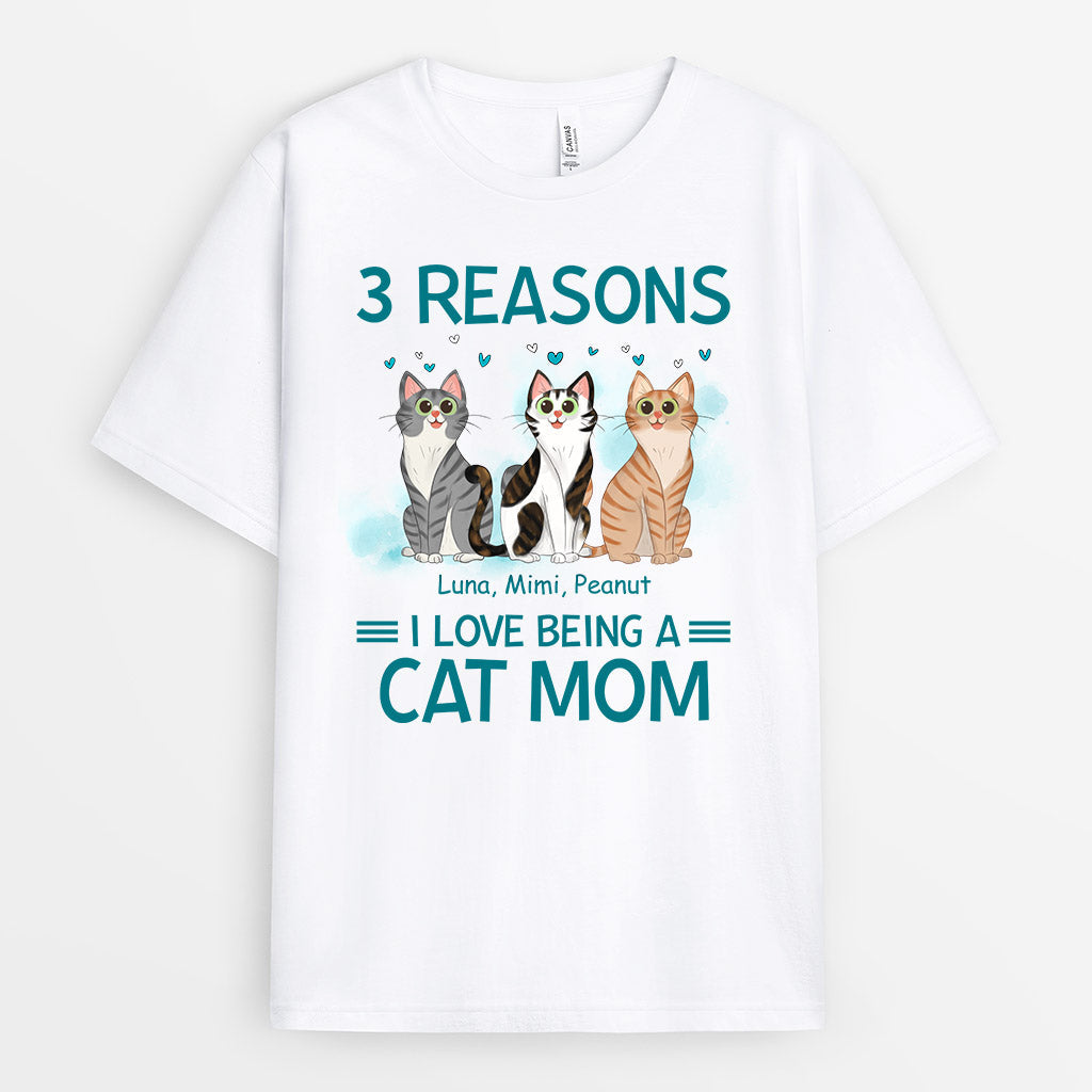 Reasons I Love Being A Cat Mom Dad - Custom Shirt With Pets Face