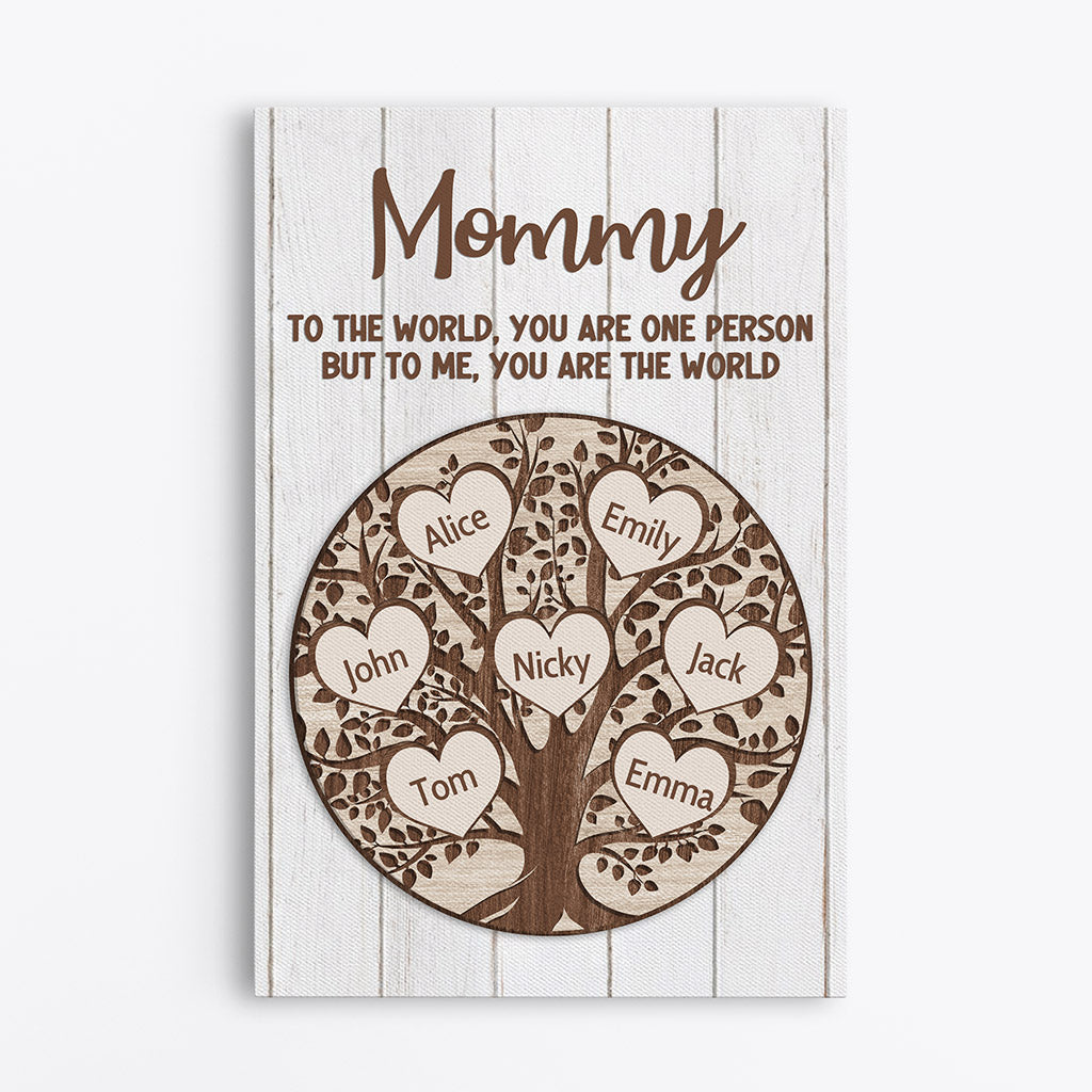 Personalized Grandma Mommy You Are The World Canvas