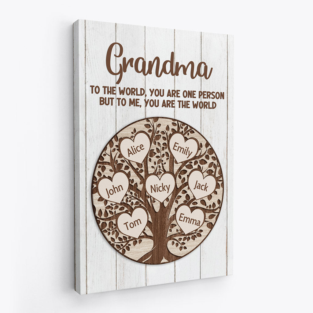Personalized Grandma Mommy You Are The World Canvas