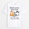 Behind Every Good Man Is A Cat - Personalized Tee Shirts With Cats