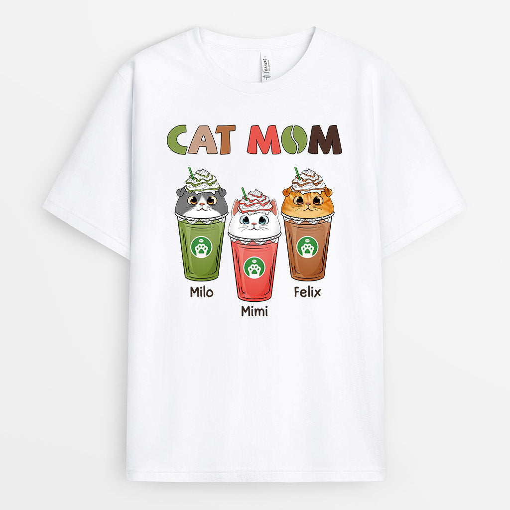 Cat Mom Catpuccino - Personalized Shirts With Pets On them